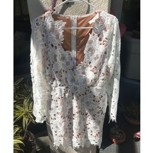 White Lace Long Sleeve Dress Size XL